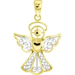 GEMMAX Original – garance kvality Zlatý přívěsek Anděl, zdobený filigrány – žluto-bílé zlato 585/1000 GLPCN-25161 – v dárkovém balení s Certifikátem ryzosti