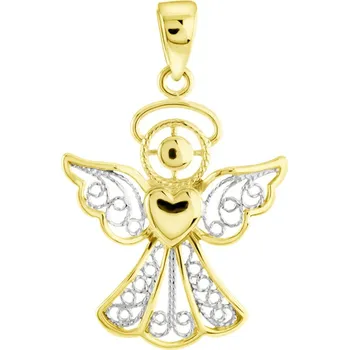 Přívěsek GEMMAX Zlatý přívěsek Anděl, zdobený filigrány – zlatý šperk ryzosti 585/1000 v Dárkovém balení s Certifikátem GLPCN-25161