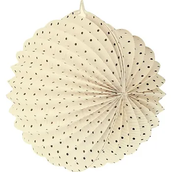 Party dekorace Lampion koule 25 cm - krémový s puntíky