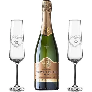Sklenice DELUX BRUT pískovaná sada V srdci (1+2)