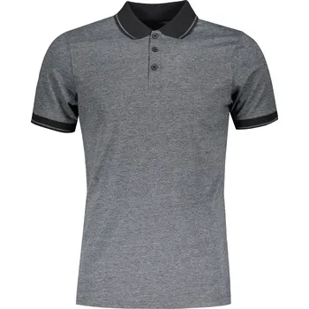 Pánská móda Pánské triko s límečkem melange JAMES NICHOLSON JN706 BLACK MELANGE/BLACK XXXL