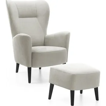 Křeslo Křeslo ušák s podnožkou Next | FUNKČNÍ LÁTKA | světle šedá 04 | černé nohy | AKCE