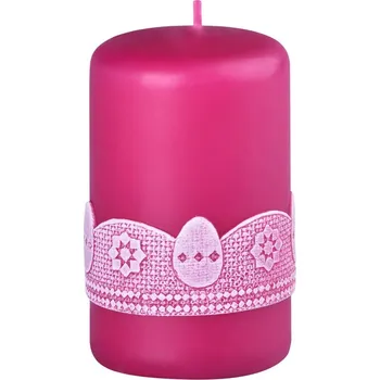 Svíčka Válec 50x80mm aplikace Vajíčko malinová svíčka 125 gram