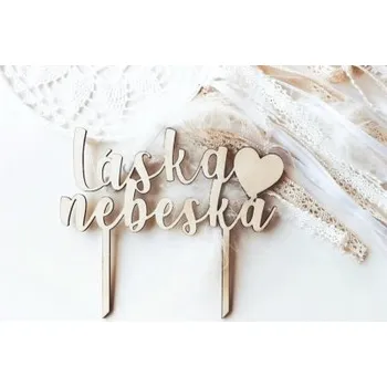 Svatební dekorace Dřevěný zápich do dortu - láska nebeská