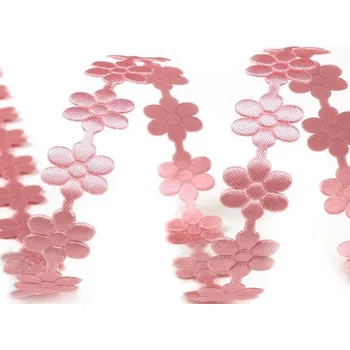 Stuha Atlasový prýmek květinky saténové růžové 7 mm/4m