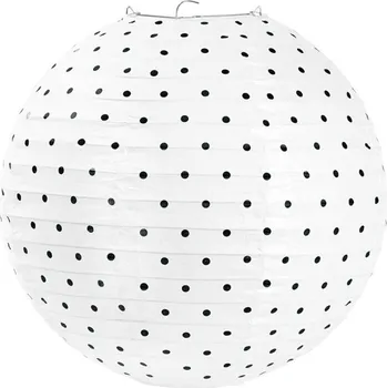Party dekorace Lampion kulatý 30 cm - bílý s malými puntíky