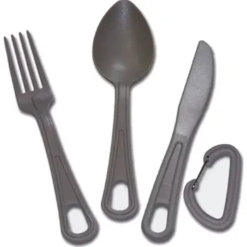 Příbor Polykarbonátový příbor 3-dílný + karabina (Lehký a zároveň pevný polykarbonátový příbor pro všeobecné použití.)