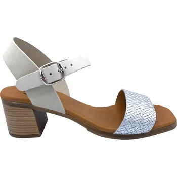 Dámské sandále Dámské kožené sandále na podpatku MISSTIC 116004 sv.šedé Velikost: 40 (EU)