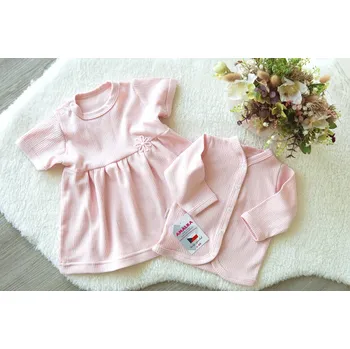 Dívčí šaty AMÁLKA Letní šaty jemný ažurový vzor + kabátek, pudrově růžové Velikost: 80