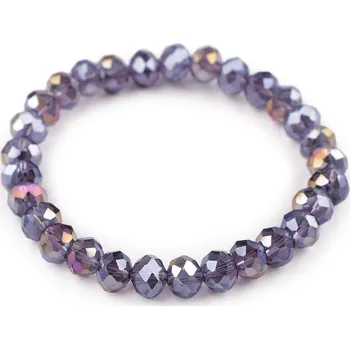 Náramek Náramek pružný z broušených korálků s AB efektem, barva 3 modrá tmavá AB