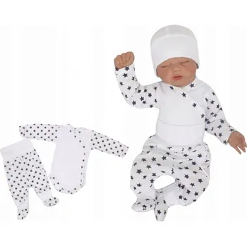 Kojenecká souprava Z&Z AKCE Z&Z 2-dílná soupravička, body dl.rukáv, polodupačky Hvězdičky, bílá/granát Velikost koj. oblečení: 50 (0-1m)