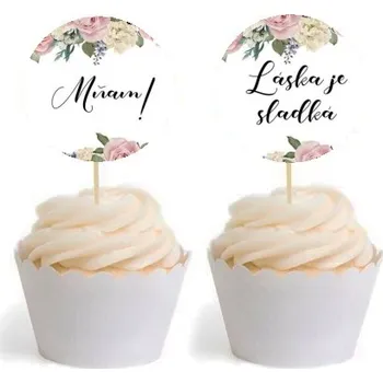 Party nádobí Zápichy do cupcakes - flowers - 16 ks