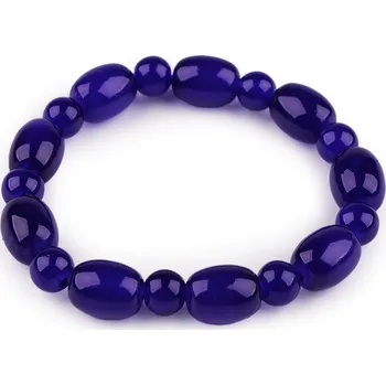 Náramek Náramek pružný ze skleněných korálků, barva 7 modrá tmavá