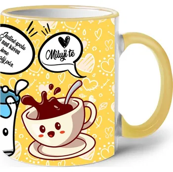 Keramický hrnek Navždy tě miluji, Barva Žlutá, Velikost 330 ml, Canvas Keramický hrnek s barevným uchem Bezvatriko.cz 2515