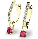 Dámské náušnice žluté zlato 585/1000 se zirkony a rubíny 10862-ZL-ZIR-CV