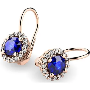 Náušnice Dámské náušnice žluté zlato 585/1000 se zirkony a safíry 10925-CV-ZIR-TM