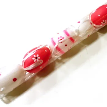 Velikonoční dekorace Vajíčka PVC 4 cm v tubě - bílo růžové - kytičky a puntíky - 6 ks