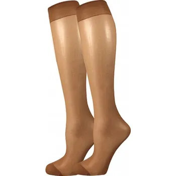Podkolenky dámské Lady B NYLON knee-socks 20 DEN 2 páry - středně hnědé, 35-41