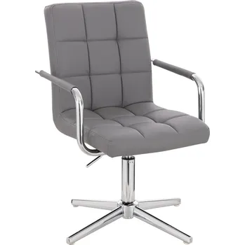 Otočné křeslo Bergen ekokůže na stříbrném kříži - světle šedá