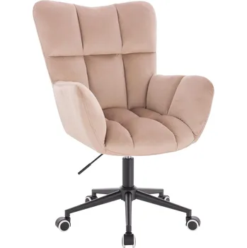 Otočné křeslo Alta velur na černé podstavě s kolečky - cappuccino