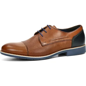 Pánské polobotky Robel pánské kožené společenské boty - koňakové