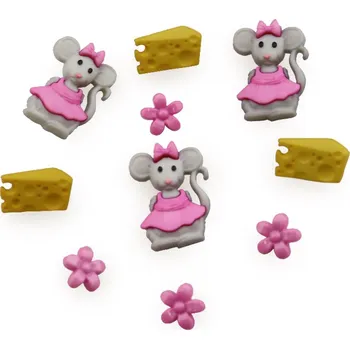 Knoflík Pro Háčkování Knoflík exclusive - myšky se sýrem 10 ks