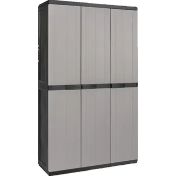 Zahradní skříň Odolná plastová skříň s policemi do dílny / garáže / haly, šedá, 97x165x37 cm