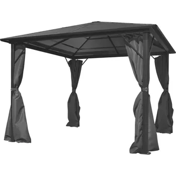 Zahradní altán vidaXL Altán se závěsy hliníkový antracitový 300 x 300 cm