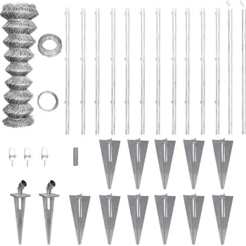 Plot vidaXL Drátěné pletivo se sloupky a kolíky pozinkovaná ocel 25 x 0,8 m