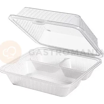 Servírovací stolek Nádoba pro opakované použití, 3 komory, vysoké víko, bílé | CONTACTO, 1107/230