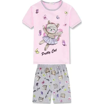 Dívčí pyžamo DÍVČÍ PYŽAMO-LETNÍ KOMPLET RŮŽOVÁ WP0915 Velikost: 116, Barva: Růžová