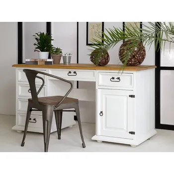 Jídelní stůl ARTEN (NANO Systems s.r.o.) Rustikální psací stůl POPRAD BIK03A - borovice (bílé vosky)