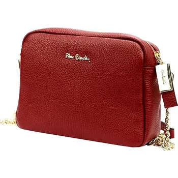Kabelka Značková malá kožená crossbody kabelka Pierre Cardin no. 48 tmavěčervená