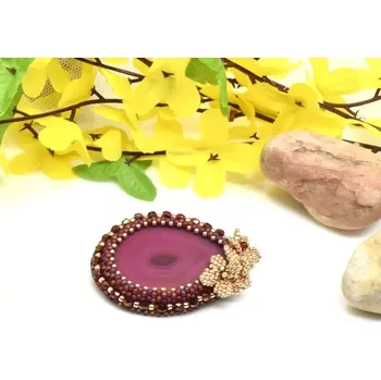 Brož Mijabijoux Brož z minerálu růžový achát MB00360