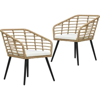 vidaXL Zahradní křesla s poduškami 2 ks polyratan dub