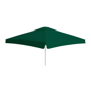 Stínicí technika Perfecta Parasols Velký slunečník BIGGIE SQUARE 5 m bílá kostra, potah s volánem Lahvově zelená