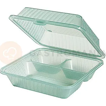 Servírovací stolek Nádoba pro opakované použití, 3 komory, vysoké víko, zelené | CONTACTO, 1107/236