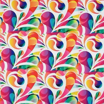 Šatovka N6655 bílá, barevný vzor, š.145