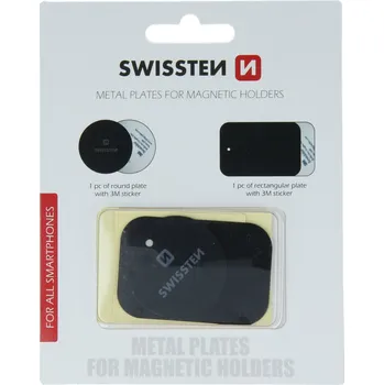 SWISSTEN SET KOVOVÝ LEPÍCÍ ŠTÍTEK A PODLOŽKA K MAGNETICKÝM DRŽÁKŮM DO AUTA (retail pack)
