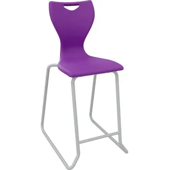 Jídelní židle EN CLASSIC HIGH SKIDBASE, Barvy S Velvet Purple - PU, RAL židle Telegrey 1 (RAL 7045), Výška židle vysoká 610 mm SE-EN81