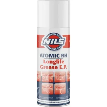 Plastické mazivo NILS ATOMIC RH univerzální celoroční mazivo, oranžová vazelína ve spreji na ložiska 400 ml