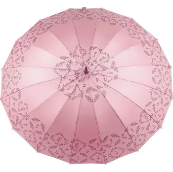 Deštník Dámský vystřelovací deštník větvičky a květy - 2 pudrová