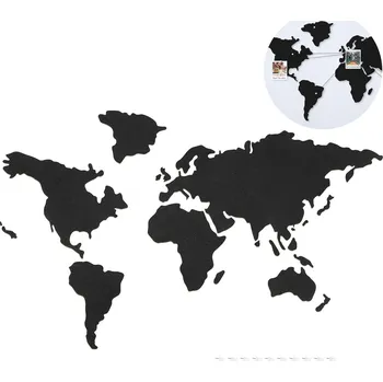 Korková mapa na zeď - nalepovací - 102x50,3 cm | černá