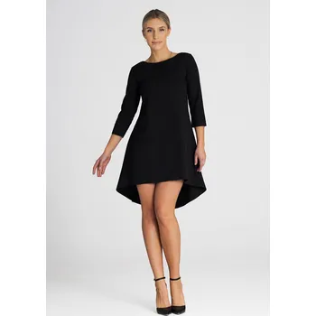 Dámské šaty Černé elegantní asymetrické šaty M988 black Velikost: M