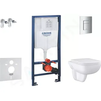 WC sada Grohe Solido Set předstěnové instalace, klozetu a sedátka Start Edge Ceramic, softclose, tlačítko Even, chrom, SANI15BB1103