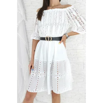 Dámské šaty Moda Italia Bílé volné šaty LA-85965WH Velikost: XS-XL