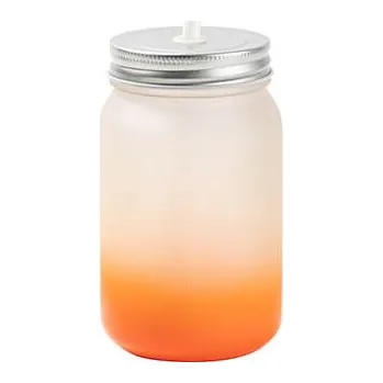 Sklenice Sklenice "Mason Jar" 450 ml bez ouška matná - oranžový gradient sublimace termotransfer