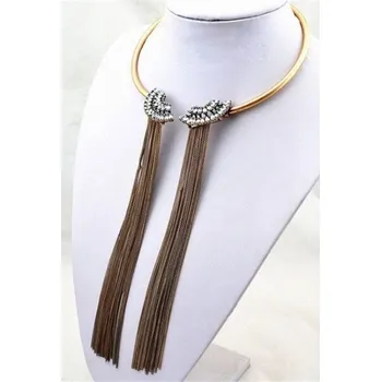 Náhrdelník Flamenco Mystique Náhrdelník s visacími zlatými řetízky a zirkony, starozlaté provedení N37