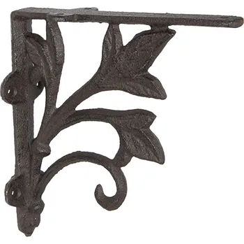 Držák na polici Hnědá litinová policová konzole Listy - 19*17*5 cm