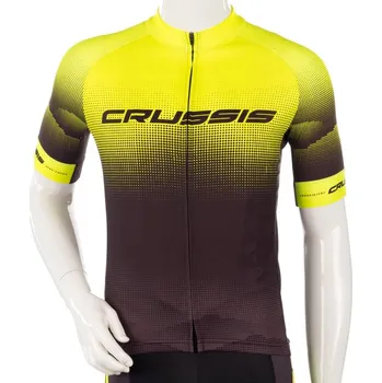 cyklistický dres CRUSSIS CSW-056 s krátkým rukávem černý/žlutý